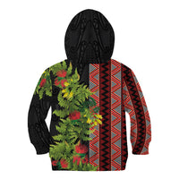 Maori Tukutuku Kid Hoodie with Ferns Pohutukawa and Kowhai Tribal Moko Patterns