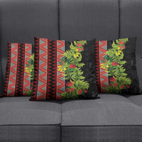 Maori Tukutuku Pillow Cover with Ferns Pohutukawa and Kowhai Tribal Moko Patterns