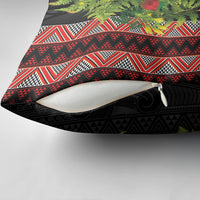 Maori Tukutuku Pillow Cover with Ferns Pohutukawa and Kowhai Tribal Moko Patterns