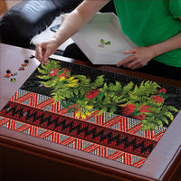 Maori Tukutuku Puzzle with Ferns Pohutukawa and Kowhai Tribal Moko Patterns
