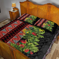 Maori Tukutuku Quilt Bed Set with Ferns Pohutukawa and Kowhai Tribal Moko Patterns