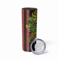 Maori Tukutuku Skinny Tumbler with Ferns Pohutukawa and Kowhai Tribal Moko Patterns