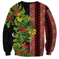 Maori Tukutuku Sweatshirt with Ferns Pohutukawa and Kowhai Tribal Moko Patterns