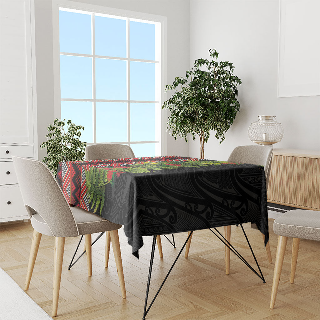 Maori Tukutuku Tablecloth with Ferns Pohutukawa and Kowhai Tribal Moko Patterns