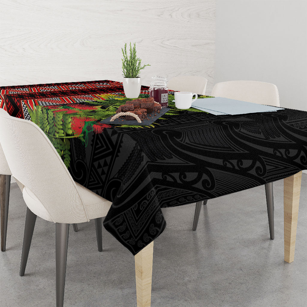 Maori Tukutuku Tablecloth with Ferns Pohutukawa and Kowhai Tribal Moko Patterns