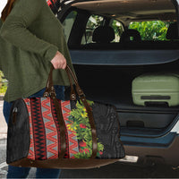 Maori Tukutuku Travel Bag with Ferns Pohutukawa and Kowhai Tribal Moko Patterns