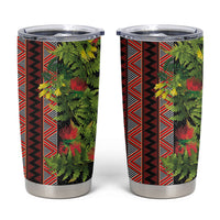 Maori Tukutuku Tumbler Cup with Ferns Pohutukawa and Kowhai Tribal Moko Patterns