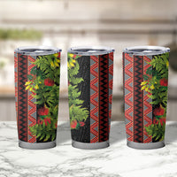Maori Tukutuku Tumbler Cup with Ferns Pohutukawa and Kowhai Tribal Moko Patterns