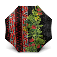 Maori Tukutuku Umbrella with Ferns Pohutukawa and Kowhai Tribal Moko Patterns