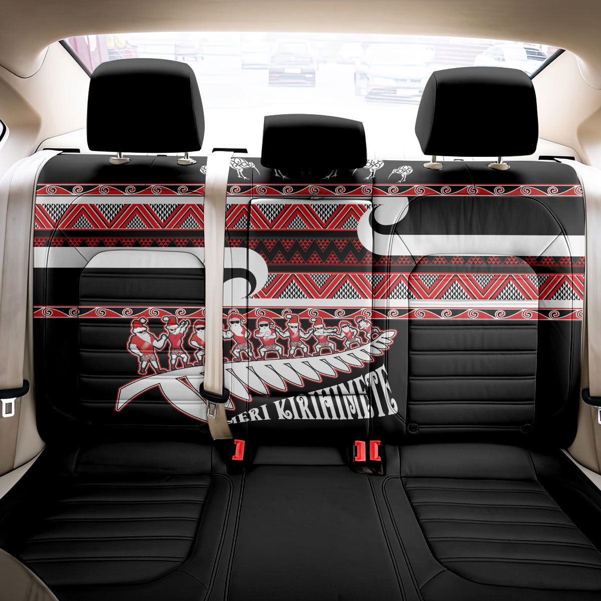 New Zealand Christmas Back Car Seat Cover Funny Santa Claus Haka Dance with Tukutuku