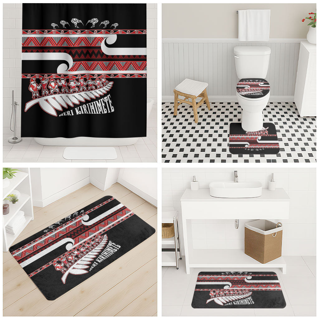 New Zealand Christmas Bathroom Set Funny Santa Claus Haka Dance with Tukutuku