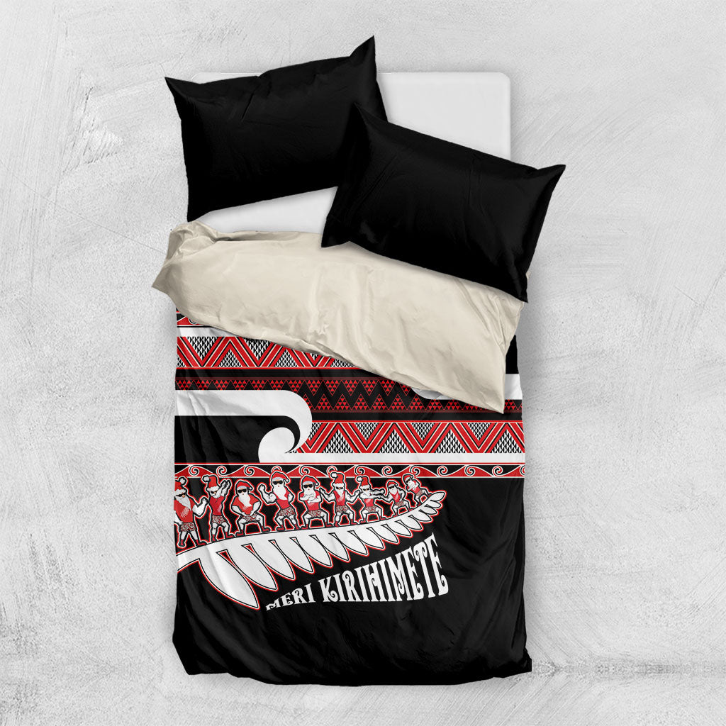 New Zealand Christmas Bedding Set Funny Santa Claus Haka Dance with Tukutuku