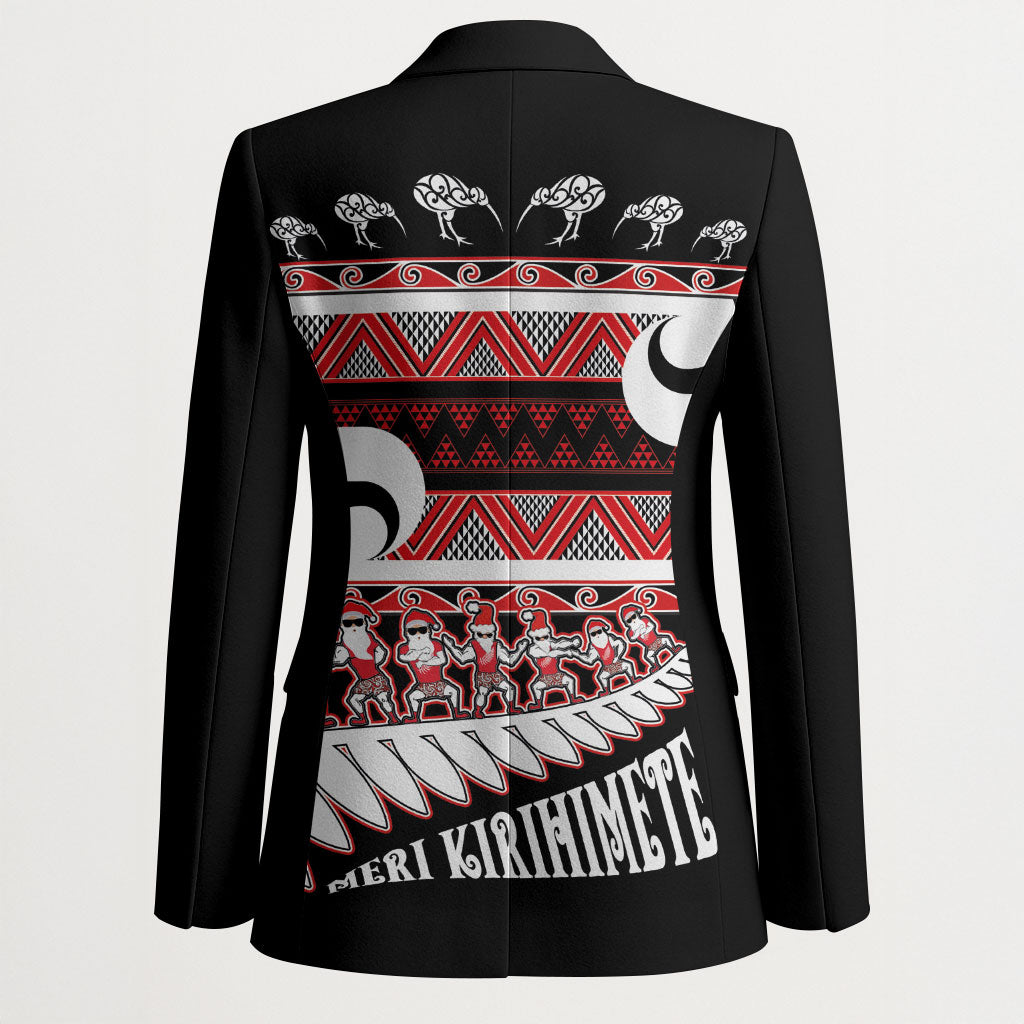 New Zealand Christmas Blazer Funny Santa Claus Haka Dance with Tukutuku