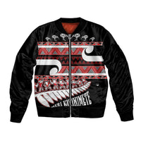 New Zealand Christmas Bomber Jacket Funny Santa Claus Haka Dance with Tukutuku