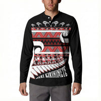 New Zealand Christmas Button Sweatshirt Funny Santa Claus Haka Dance with Tukutuku