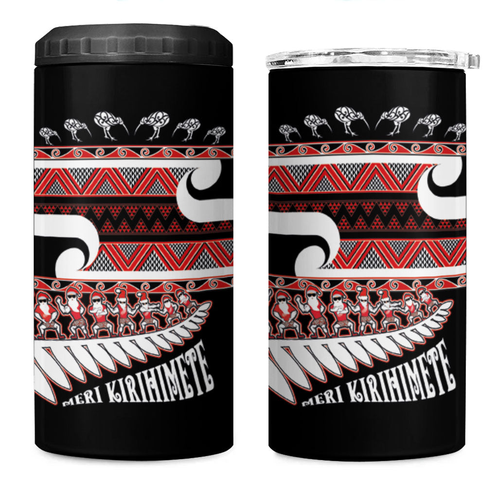 New Zealand Christmas 4 in 1 Can Cooler Tumbler Funny Santa Claus Haka Dance with Tukutuku