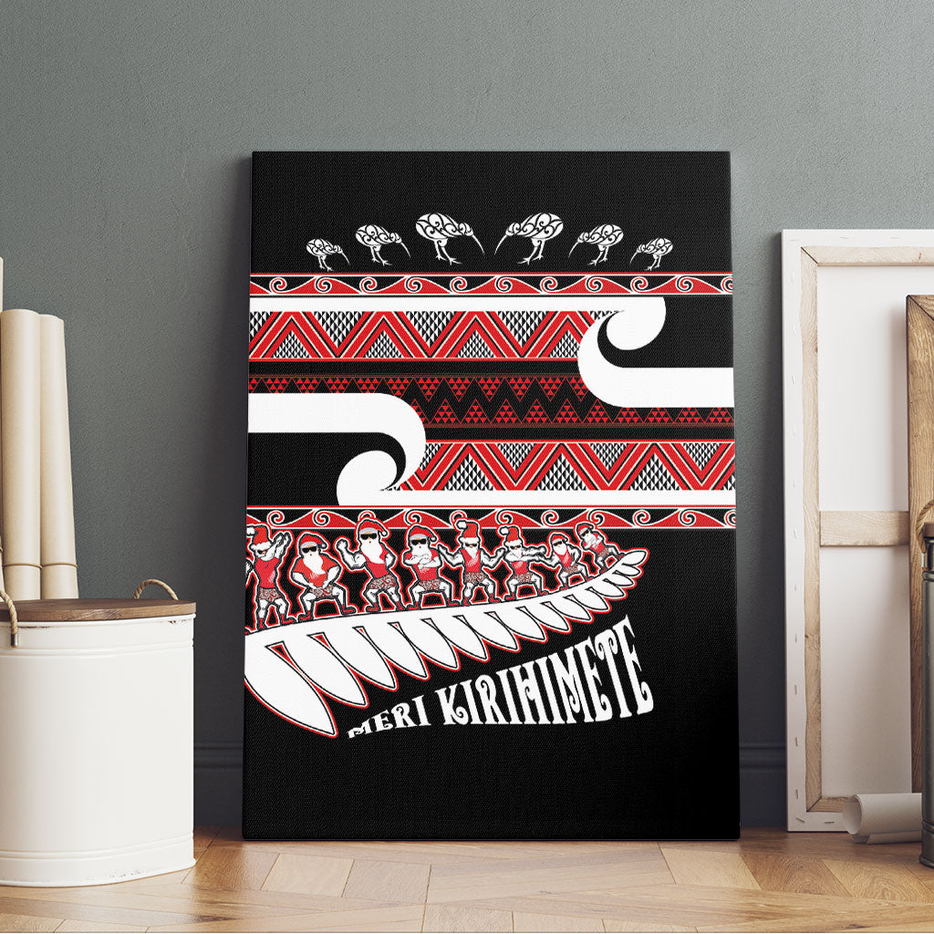 New Zealand Christmas Canvas Wall Art Funny Santa Claus Haka Dance with Tukutuku