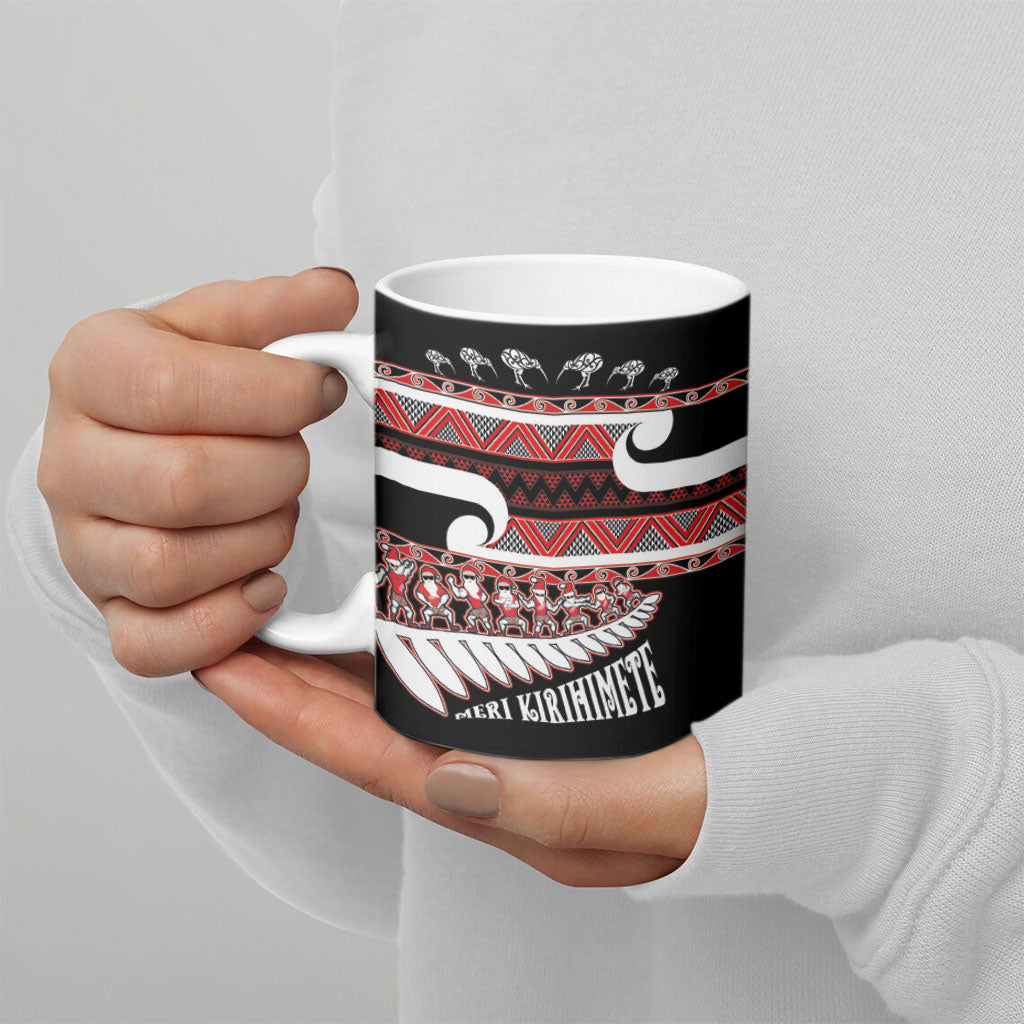 New Zealand Christmas Ceramic Mug Funny Santa Claus Haka Dance with Tukutuku