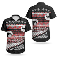 New Zealand Christmas Couples Matching Off Shoulder Maxi Dress and Hawaiian Shirt Funny Santa Claus Haka Dance with Tukutuku