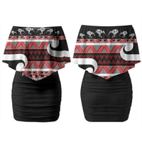 New Zealand Christmas Couples Matching Off Shoulder Short Dress and Hawaiian Shirt Funny Santa Claus Haka Dance with Tukutuku