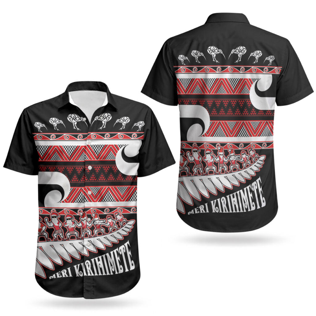 New Zealand Christmas Couples Matching Short Sleeve Bodycon Dress and Hawaiian Shirt Funny Santa Claus Haka Dance with Tukutuku