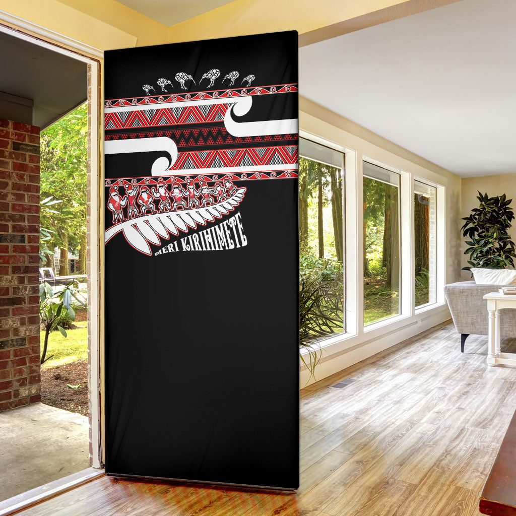 New Zealand Christmas Door Cover Funny Santa Claus Haka Dance with Tukutuku