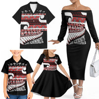 New Zealand Christmas Family Matching Off The Shoulder Long Sleeve Dress and Hawaiian Shirt Funny Santa Claus Haka Dance with Tukutuku