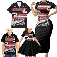 New Zealand Christmas Family Matching Short Sleeve Bodycon Dress and Hawaiian Shirt Funny Santa Claus Haka Dance with Tukutuku