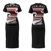 New Zealand Christmas Family Matching Short Sleeve Bodycon Dress and Hawaiian Shirt Funny Santa Claus Haka Dance with Tukutuku
