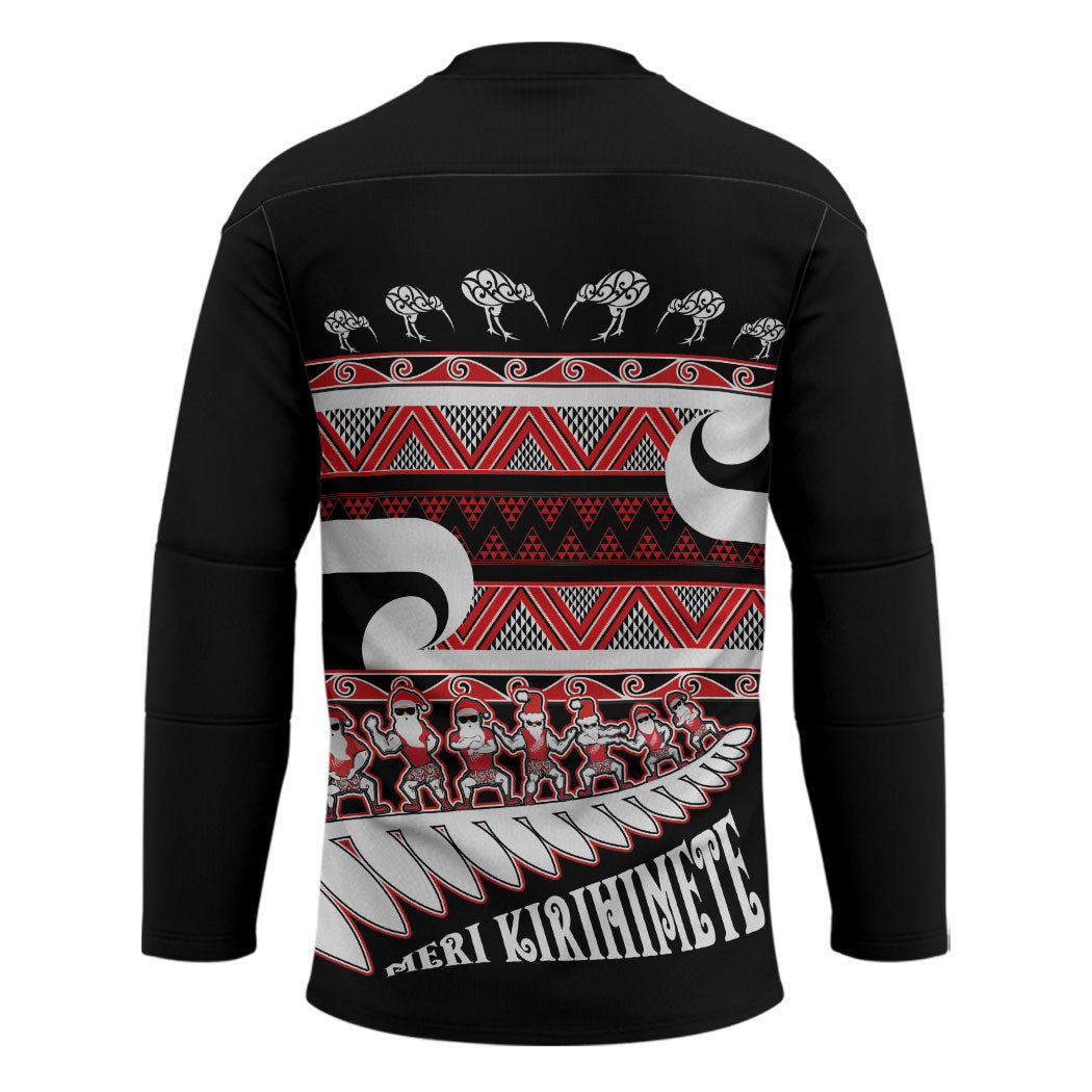 New Zealand Christmas Hockey Jersey Funny Santa Claus Haka Dance with Tukutuku