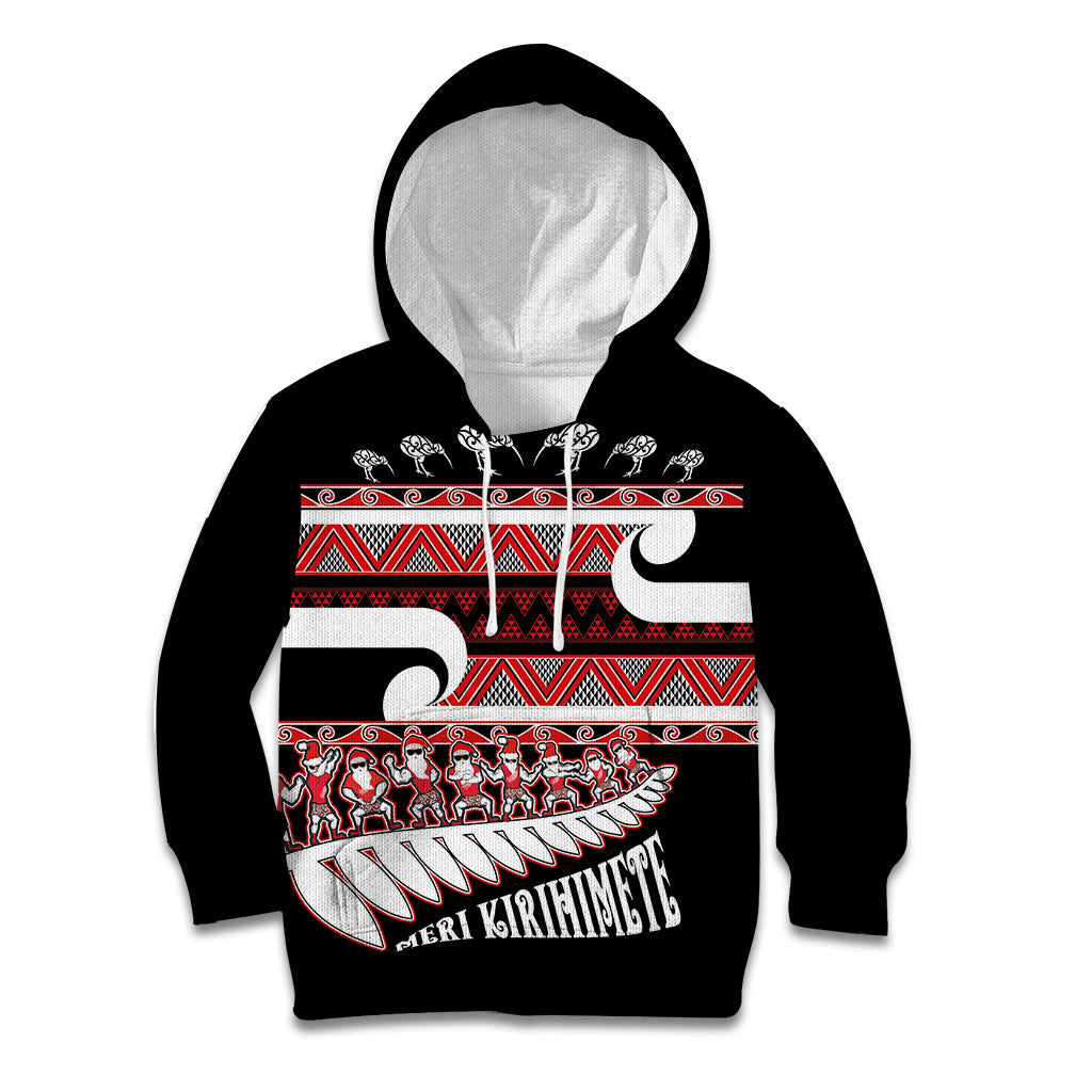 New Zealand Christmas Kid Hoodie Funny Santa Claus Haka Dance with Tukutuku