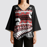 New Zealand Christmas Kimono Sleeve Blouse Funny Santa Claus Haka Dance with Tukutuku