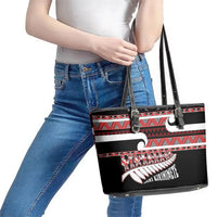 New Zealand Christmas Leather Tote Bag Funny Santa Claus Haka Dance with Tukutuku