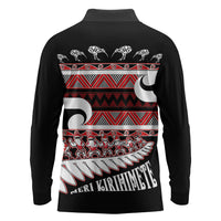 New Zealand Christmas Long Sleeve Polo Shirt Funny Santa Claus Haka Dance with Tukutuku