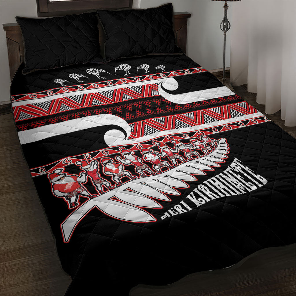 New Zealand Christmas Quilt Bed Set Funny Santa Claus Haka Dance with Tukutuku