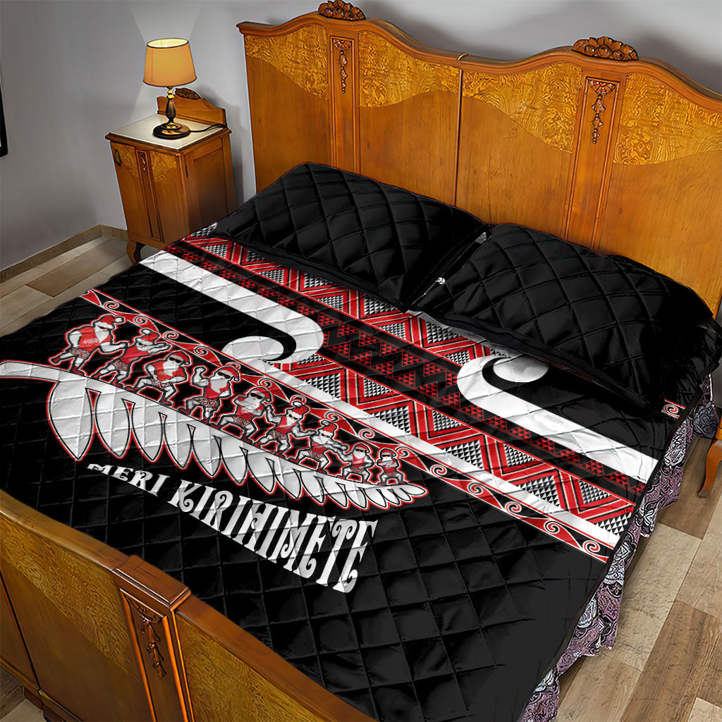 New Zealand Christmas Quilt Bed Set Funny Santa Claus Haka Dance with Tukutuku