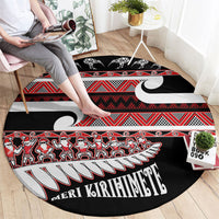New Zealand Christmas Round Carpet Funny Santa Claus Haka Dance with Tukutuku