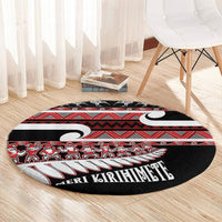 New Zealand Christmas Round Carpet Funny Santa Claus Haka Dance with Tukutuku