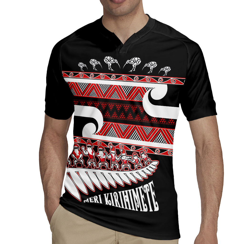 New Zealand Christmas Rugby Jersey Funny Santa Claus Haka Dance with Tukutuku