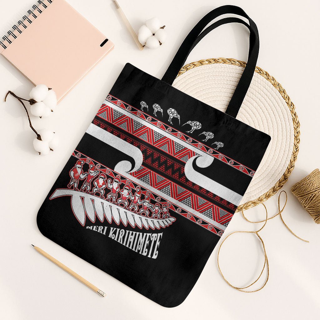 New Zealand Christmas Tote Bag Funny Santa Claus Haka Dance with Tukutuku
