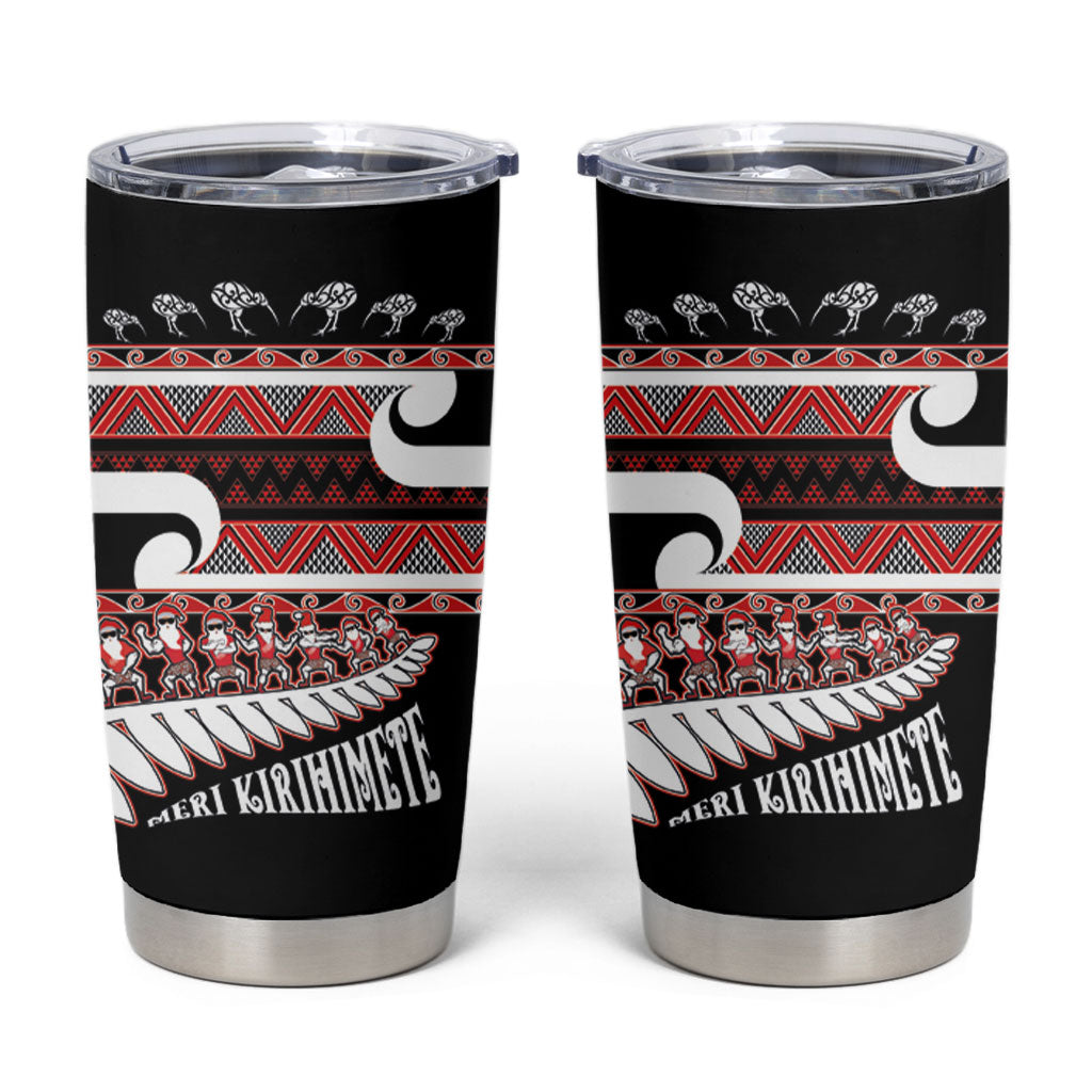 New Zealand Christmas Tumbler Cup Funny Santa Claus Haka Dance with Tukutuku