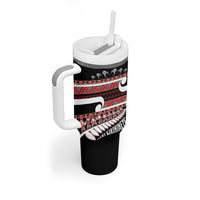 New Zealand Christmas Tumbler With Handle Funny Santa Claus Haka Dance with Tukutuku