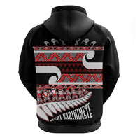 New Zealand Christmas Zip Hoodie Funny Santa Claus Haka Dance with Tukutuku