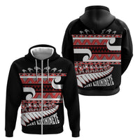 New Zealand Christmas Zip Hoodie Funny Santa Claus Haka Dance with Tukutuku
