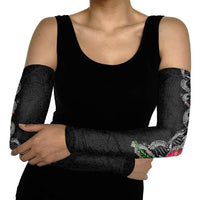 Hawaii DNA Kakau Tattoo Arm Sleeves with Plumeria and Hibiscus Tropical Plants Black Color
