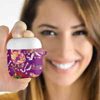 Hawaiian and Japanese Culture Together AirPods Case Kakau Tribal Pattern and Irezumi Art Purple Color