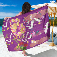 Hawaiian and Japanese Culture Together Sarong Kakau Tribal Pattern and Irezumi Art Purple Color