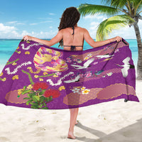 Hawaiian and Japanese Culture Together Sarong Kakau Tribal Pattern and Irezumi Art Purple Color