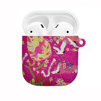 Hawaiian and Japanese Culture Together AirPods Case Kakau Tribal Pattern and Irezumi Art Pink Color
