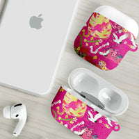 Hawaiian and Japanese Culture Together AirPods Case Kakau Tribal Pattern and Irezumi Art Pink Color